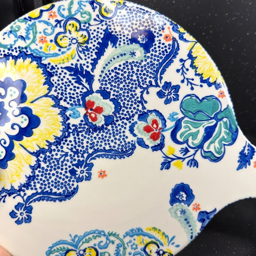 Anthropologie Jardin Fleuri Stoneware Cheese Board Floral Paisley ServingPlatter